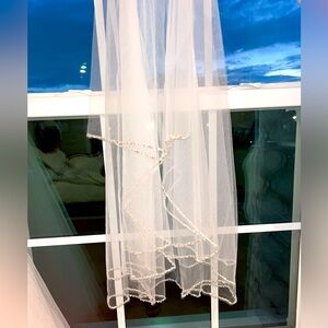 NWT Edward Berger Circular 2 Tier Diamond White Beaded Wedding‎ Bridal Veil
